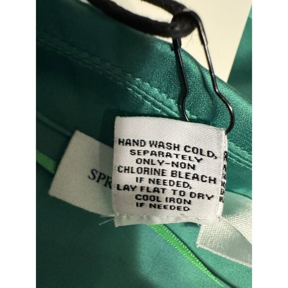 Spring + Mercer Dress Large Emerald Green Long Sleeve Tie Front Cut Out NEW - Picture 6 of 6